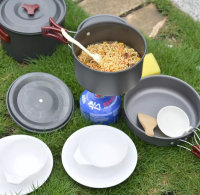 Hot sale cheap 4-6 person Portable Alloy Outdoor camping Cooking Set Cookware 