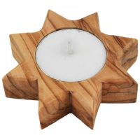 olive wood star candle holder