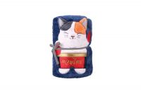 Muay Thai Cat Roll-up Travel Blanket (Navy) From Thailand