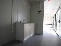 Customized 40ft High Cube Office shipping featuring sliding glass doors & window, insulated, AC unit and restroom From Sweden