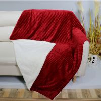 Jacquard and cutting flannel blanket with white sherpa back throw blanket From China