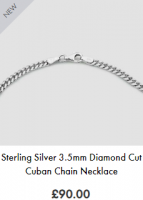 Sterling Silver 3.5mm Diamond Cut Cuban Chain Necklace