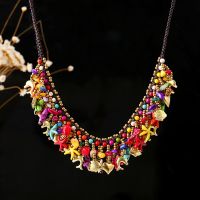 Traditional boho style turquoise flower necklace - MCX034