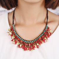 Traditional boho style turquoise flower necklace - MCX034
