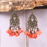 Vintage Chiffon Flower Earrings  - HQEF-1289