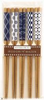 Non Slip Chopsticks Made of Bamboo Japanese Traditional Pattern 22.5cm 5 PCS Set Made in Japan From South Africa