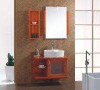 solid wood bathroom cabinet(ceramic wash basin)