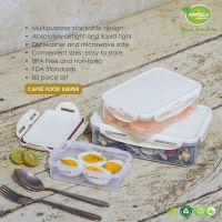 Appollo houseware Cafe food keeper 3pc set (300ml, 600ml 1000ml) high quality rectangle light weight food container for refrigerator and microwave easy to handle durable air tight food container.