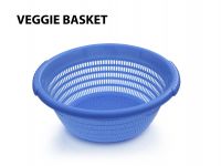 Appollo houseware Veggie Basket (round) high quality vegetable basket for kitchen washable easy to handle durable plastic basket for fruits, unbreakable reusable plastic basket, basket for berries, BPA free basket.
