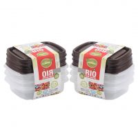 Appollo houseware Rio Food Keeper medium 3pc Set (3 x 400ml) high quality rectangle light weight food container for refrigerator and microwave easy to handle durable air tight food container plastic food container, unbreakable reusable food storage contai