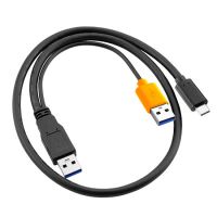 USB 3.0 Power Data Male &amp;amp;amp;amp;amp; USB 3.0 Dual Power to USB-C Type-C Y Cable