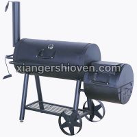 Black Trolley Charcoal Barbecue BBQ Smoker Grill with Offset Smoker- BG-H02S-W From China