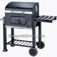 Cast Iron BBQ Grill Trolley Offest Smoker Barbecue Grill with Side Table- BG-H03S-W From China