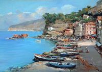 Marina Of Sorrento Seascape Oil Paintings