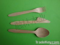 Disposable wooden cutlery for spoon, knife, fork