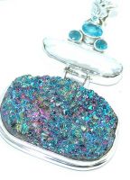 .925 sterling silver drusy druzy pendant