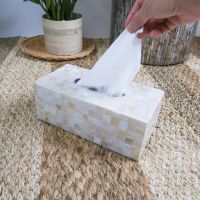 Square Mother of Pearl Inlay Tissue Holder