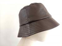 Women's fashion genuine sheepskin leather bucket hat