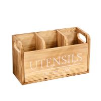 Wholesale Wooden Utensil Storage Case Carbonized Pine Wood Utensil Storage Box From China
