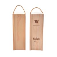 Customized Wooden Red Wine Storage Box Unfinished Pine Wood Packaging Box With Rope