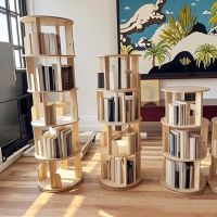Children Corner BOOKSHELF Book Storage Organizer 360 Bookcase Tower Bamboo Book Shelf Wood Rotating Bookshelf