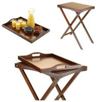 Bamboo Dining Serving Tray Wooden Coffee Table Folding TV Tray Table Set Breakfast Table Wooden Tray