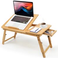 Foldable Laptop Table for Bed Serving Portable Laptops Tray Table Stand Bamboo Folding Bed Desk Tray Laptop Desk