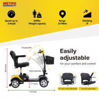  PSM 1-W42933829 Electric four-wheel adult mobility scooter.  Foldable travel wheelchair portable flight, four-wheeled motorcycle, three-gear speed adjustment mobile scooter 24V / 300W  Mini, four-wheel, medium-size motorcycle From China