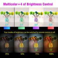 Ceramic Hollow Vase Night Lamp Remote Control Night Light Multicolor Led Lights Table Lamp For Bedroom Living Room Hotel Office Gift Decor