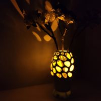 Ceramic Hollow Vase Night Lamp Remote Control Night Light Multicolor Led Lights Table Lamp For Bedroom Living Room Hotel Office Gift Decor