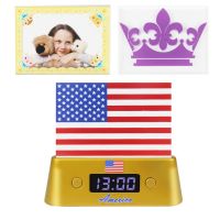 Acrylic US Flags Picture Frames Table Desk Motion Activated Lamp Night Light Thermometer Clock Digital Gifts for Kids Birthday