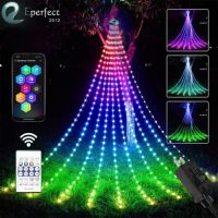 Christmas Tree Waterfall Lights 200led Rgb Color Changing For Indoor Outdoor