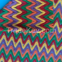 Polyester Warp Knitted Yarn Dyed Lace Fabric