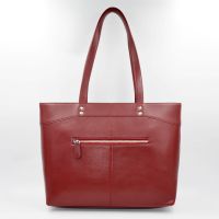 Leather tote bag with zipper for woman