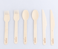Vietnam Factory Supporting Customized Cutlery Set Knife Fork Disposable Wooden Spoon With Napkin Packaging