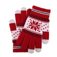 Touch screen gloves in autumn and winter Men's and women's split finger plush thickened knitted protective gloves From China