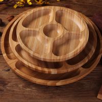 Bamboo Round Compartment Tray Decorations/Dining Trays/Insulation Materials