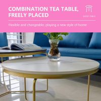 Luxury small-sized round rock plate high-low combined tea table.Ordering products can be contacted by mail.