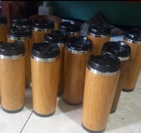 Teak wood tumbler, glass and cups