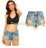 ladies women pants denim shorts diamond chain hip lifting sexy low rise jeans