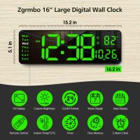 16" Large Digital Wall Clock with Remote, Large Display Digital Clock with Time Date Temp Week, 12/24H, Auto/Custom Brightness, Timer, Wall Mount for Living Room/Gym/Shop/Warehouse/Office Decor From China