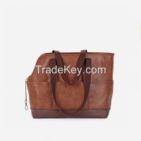 Stock OEM PU Leather Pet Dog Cat Toe Bags Custom Logo Large Carrier From China
