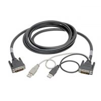 DVI-I Dual Link, Male to DVI-I Dual Link, Male, USB A Male Plug (2) Black Round Unshielded