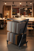 Professional Mobile Color Swatch Cart for Designers - Dual-Layer Metal Frame with 30 Slots, Ideal for Custom Furniture Studios From China