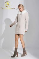 Hooded Collar With Fur Normal Long Sleeve Thick Knitted Long Coat Knitwear Knit Wool Cardigan Sweater