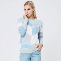 Wholesale Custom Handmade Autumn Crew Neck Wool Ladies Women Woolen Intarsia Jacquard Knit Sweater