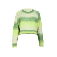 Guoou Custom Gradient Striped Knitted Woolen Jumper Pullover Ladies Short Knitwear Alpaca Wool Sweater Femme Pull