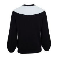 women&amp;#039;s sweater Loose Contrast Trim Mesh Sheer Lantern Sleeve Seamless Cashmere Sweater Pullover