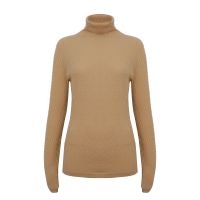 OEM Ladies Innerwear16G 3D Diamond Fine Knit Jacquard Long Sleeve Lurex Turtleneck Women Wool Basic Sweater