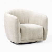 Yimi White Velvet Addie Swivel Armchair